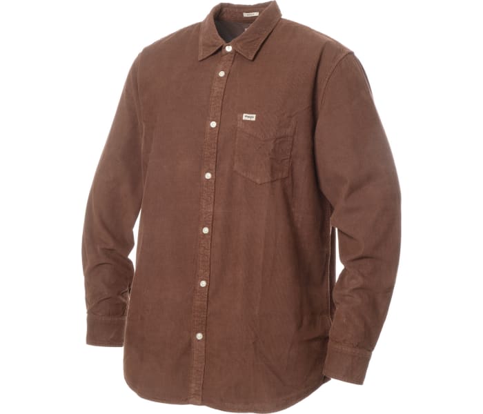 Manšestrová košile Wrangler 1 Pocket pánská hnědá