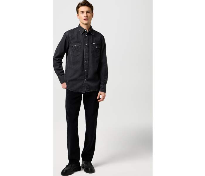 Manšestrové kalhoty Wrangler Greensboro Black pánské černé