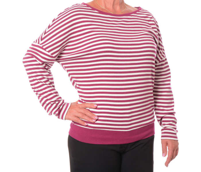Halenka Timezone Striped Rib dámská vínovo-bílá