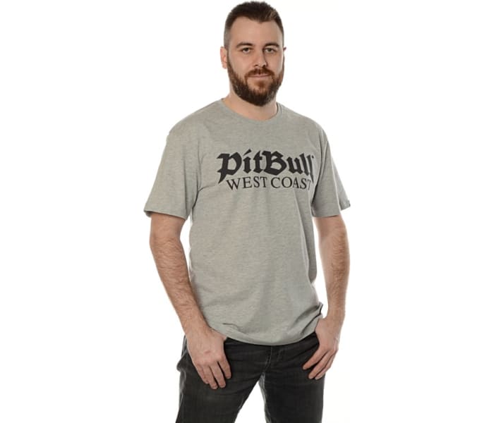 Triko PitBull West Coast Old Logo pánské světle šedé