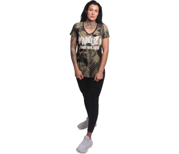 Tričko Yakuza Mesh Rose Curved V Neck