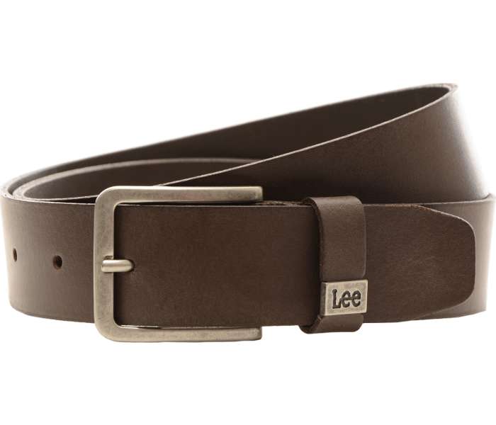 Kožený opasek Lee Small Logo Dark Brown hnědý