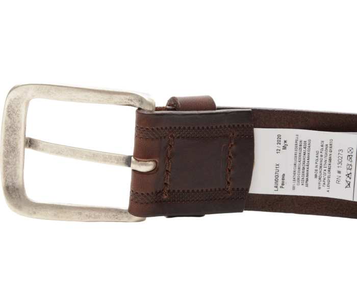 Kožený opasek Wrangler Double Embossed hnědý