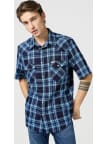 Košeľa Wrangler Western Latino Indigo pánska tmavo modrá