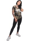 Tričko Yakuza Mesh Rose Curved V Neck