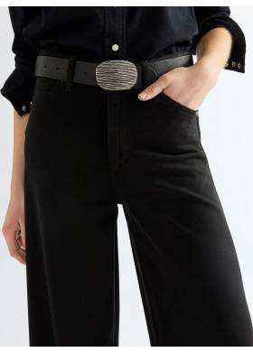 Kožený opasek Wrangler Oval dámský černý