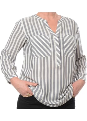 Košeľa Timezone Striped Henley Blouse dámska šedo-biela