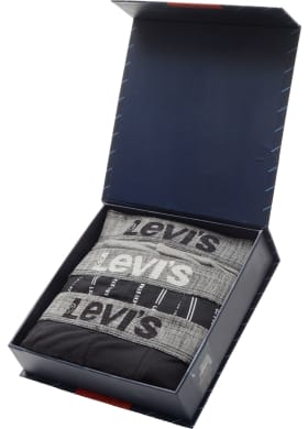 Boxerky Levi´s® Giftbox Stripes 3pack černo-šedé