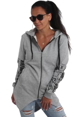 Mikina Yakuza Lettering Long Zip dámska svetlo šedá