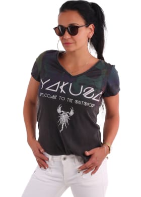 Tričko Yakuza Gradient Skull Dye V Neck
