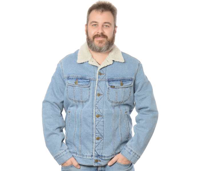 Džínová bunda Lee Sherpa Fallout pánská světle modrá