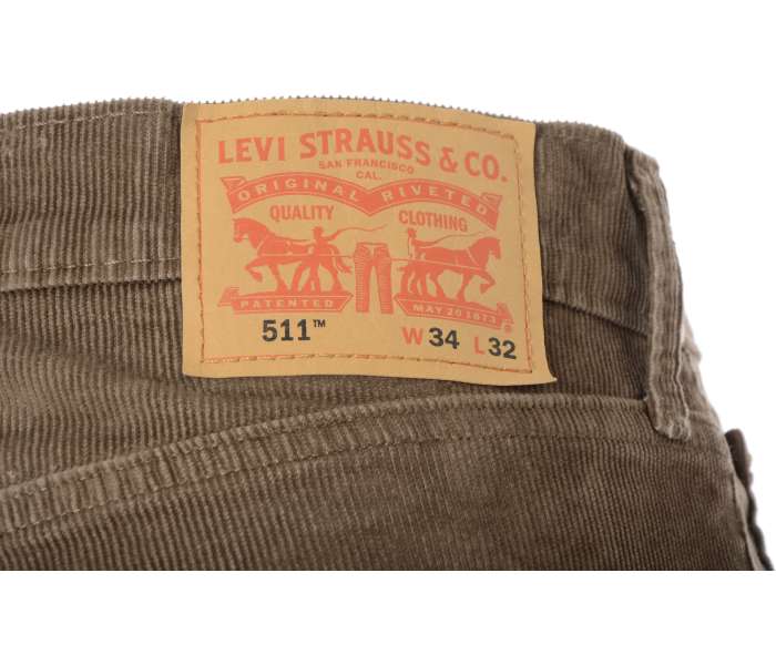 Manšestrové kalhoty Levi´s® 511 Slim Rain Drum pánské hnědé