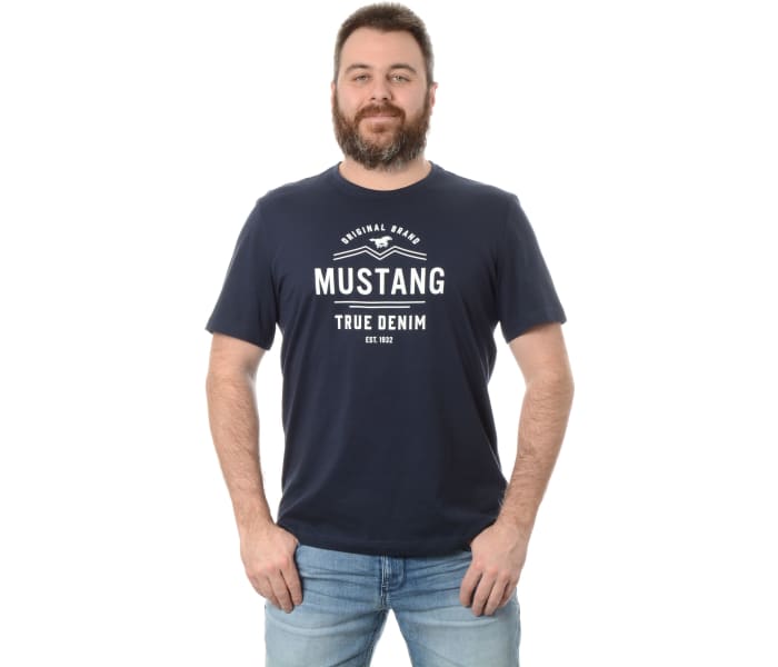 Triko Mustang Aron C Print pánské tmavě modré