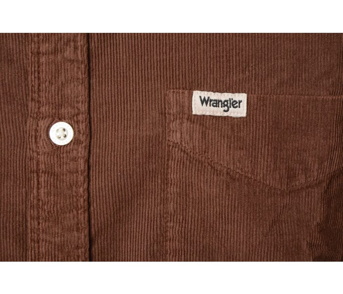 Menčestrová košeľa Wrangler 1 Pocket pánska hnedá