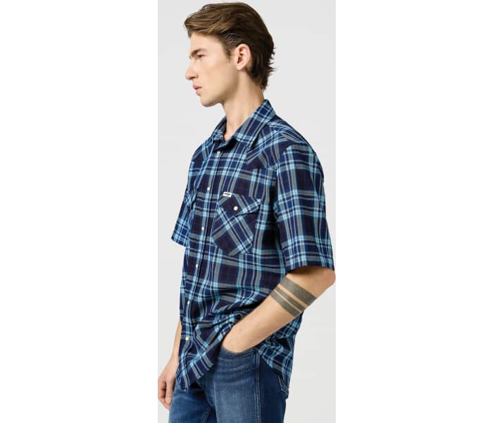 Košeľa Wrangler Western Latino Indigo pánska tmavo modrá