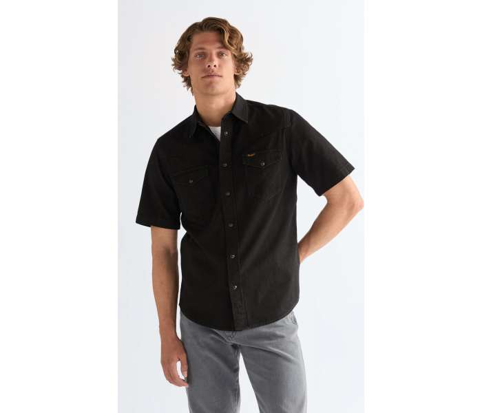 Košeľa Wrangler SS Western Rinse Black pánska čierna