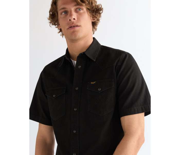 Košeľa Wrangler SS Western Rinse Black pánska čierna