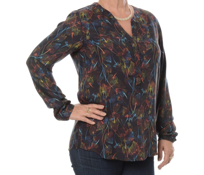 Blúzka Timezone Printed Henley Blouse dámska čierna