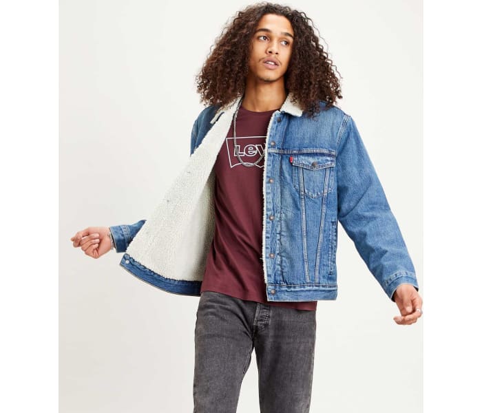 Džínsová bunda Levi's® Sherpa Trucker pánska modrá