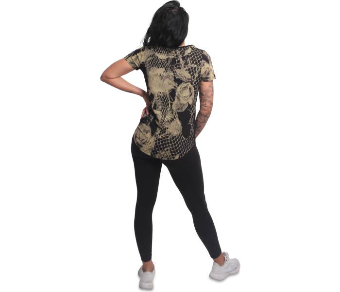 Tričko Yakuza Mesh Rose Curved V Neck