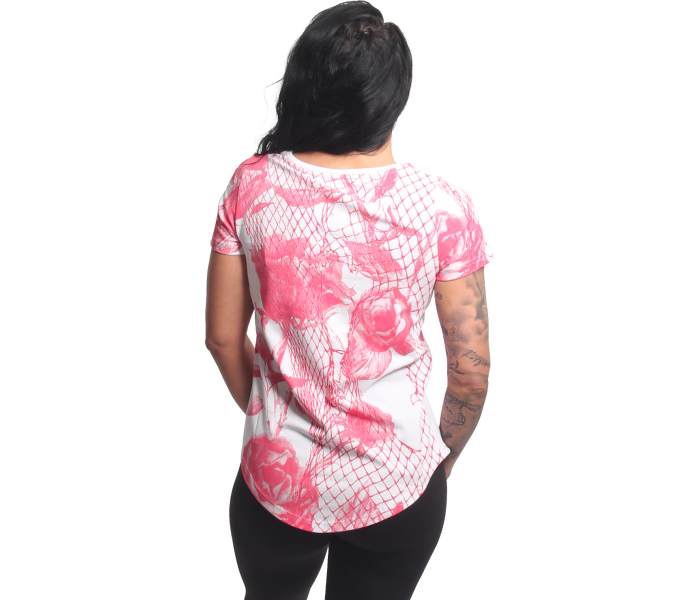Tričko Yakuza Mesh Rose Curved V Neck