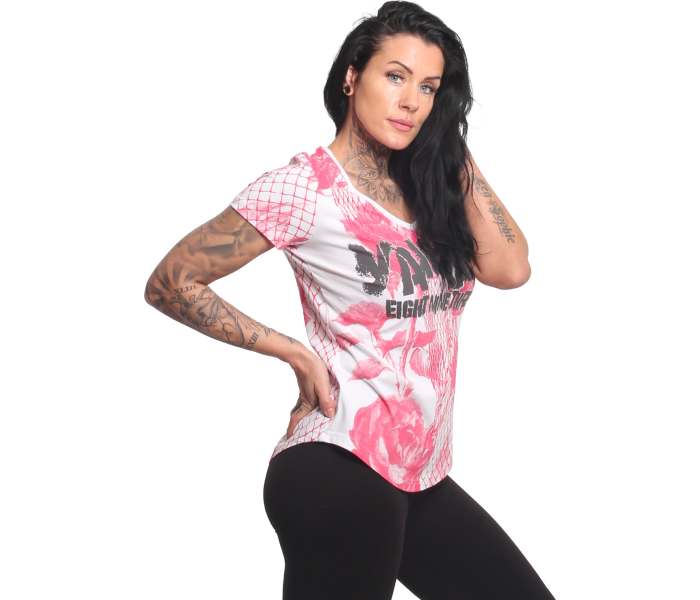 Tričko Yakuza Mesh Rose Curved V Neck
