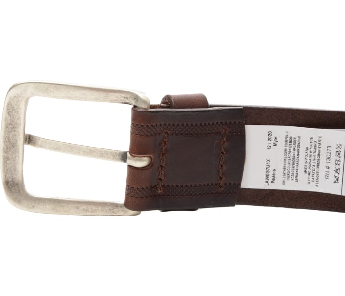 Kožený opasek Wrangler Double Embossed hnědý