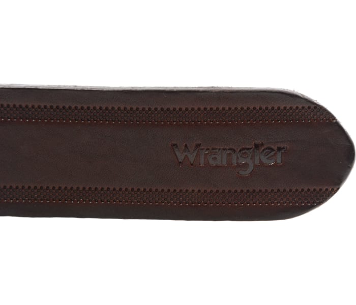 Kožený opasek Wrangler Double Embossed hnědý