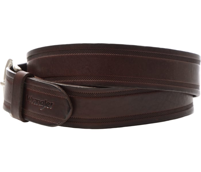 Kožený opasek Wrangler Double Embossed hnědý