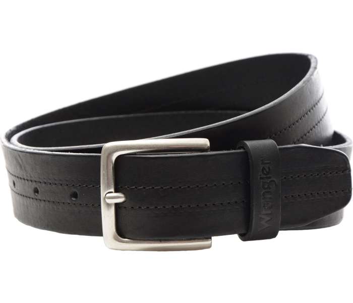 Kožený opasok Wrangler Stitch Detail čierny