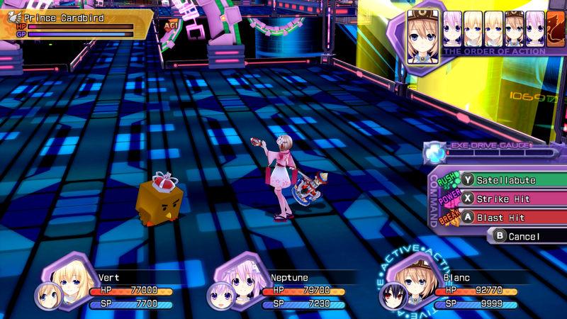 Shows Blanc fighting an enemy.