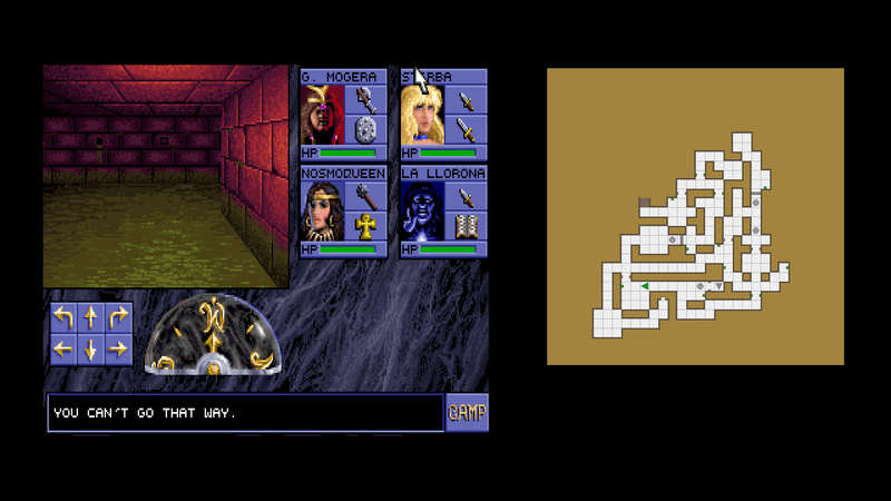 Shows the game's main screen with the All-seeing eye software screen at its right.