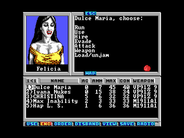 A screenshot that shows a hireable NPC, Felicia.