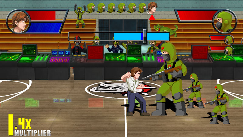 Shows a battle scene with the punch minigame.