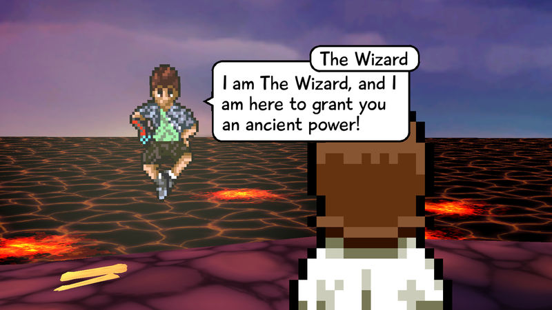 Shows a screenshot with the main talking with the wizard.