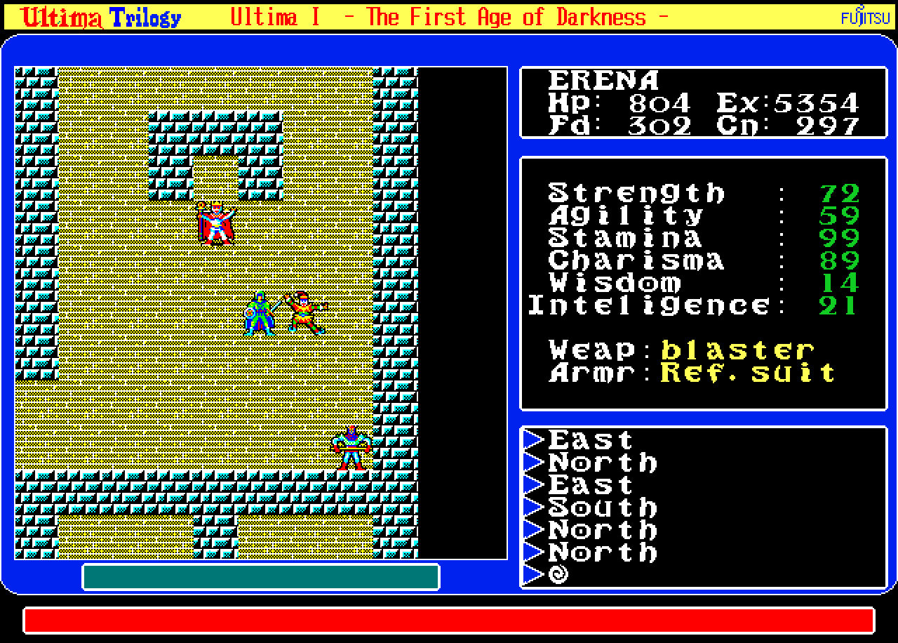 Shows the player character at a castle.