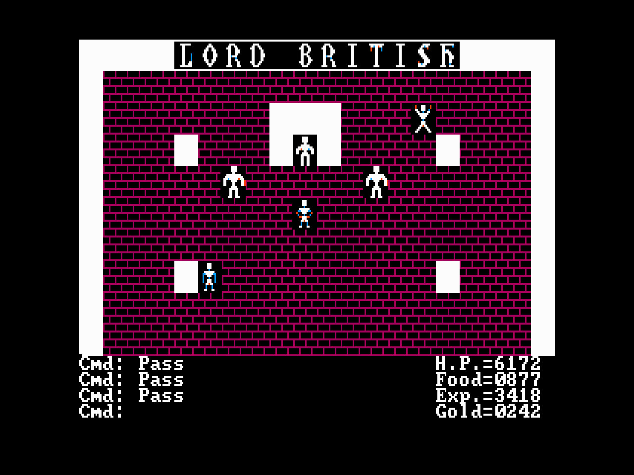 Shows the main character in a castle in Composite CGA video mode