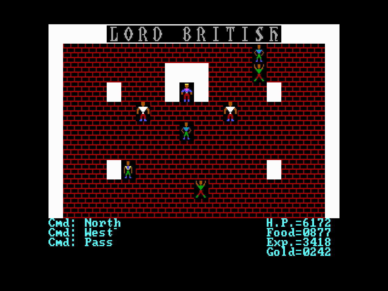 Shows the main character in a castle in EGA video mode with the Standard EGA Tileset