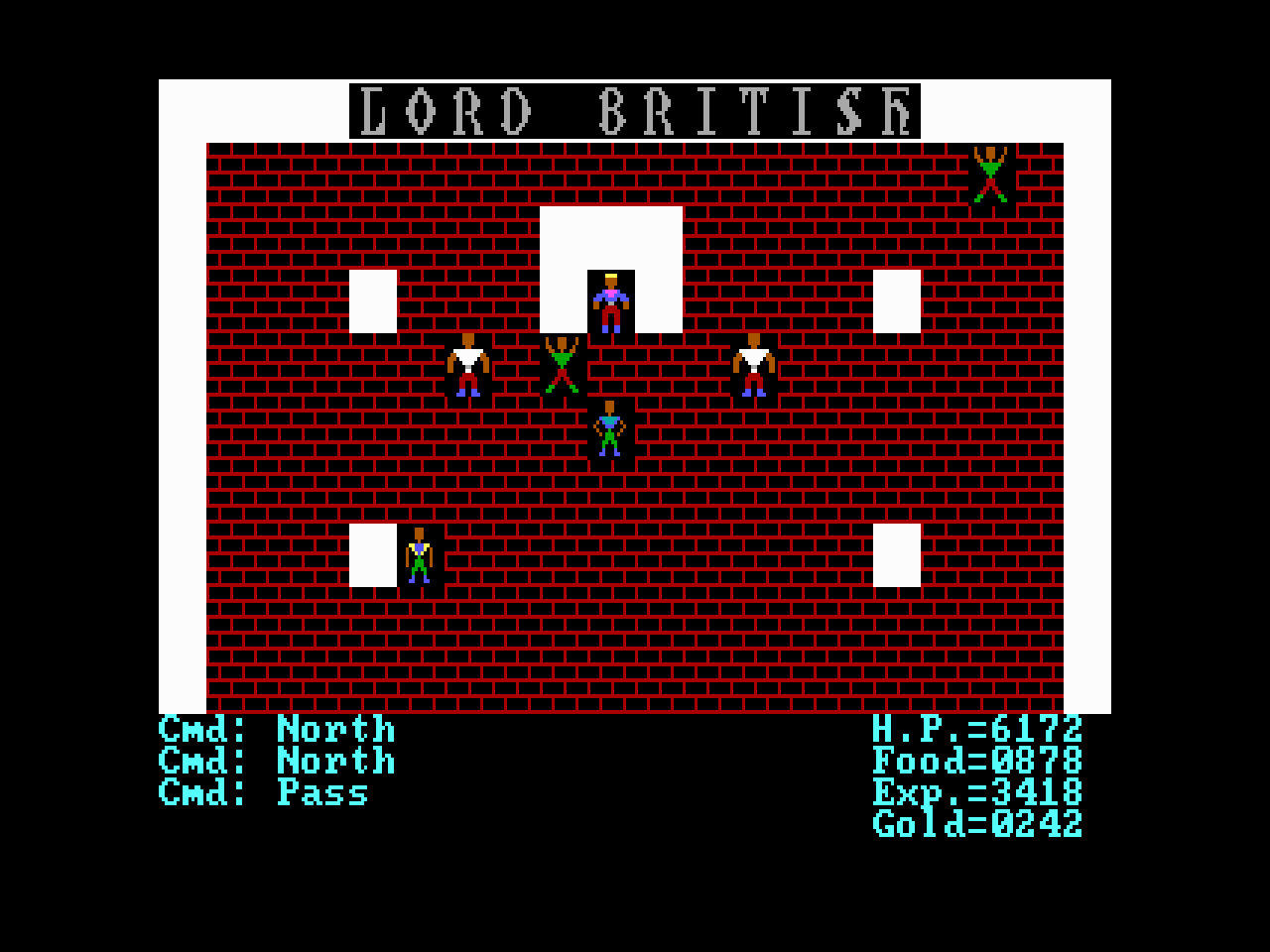 Shows the main character in a castle in EGA video mode with the Classic EGA Tileset