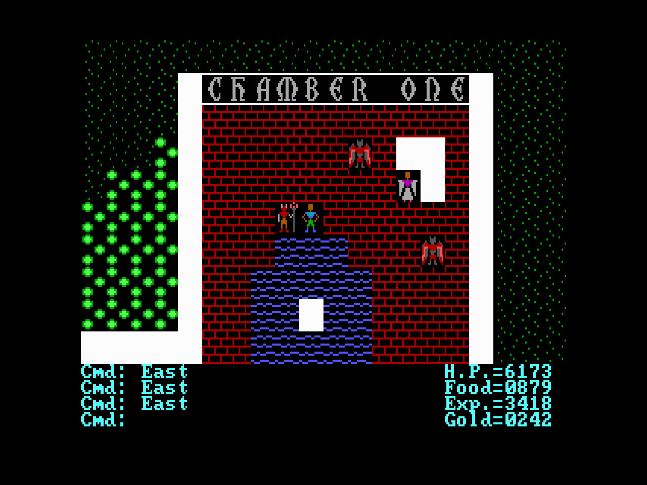 A screenshot that shows the player character figthing against Minax and three other enemies