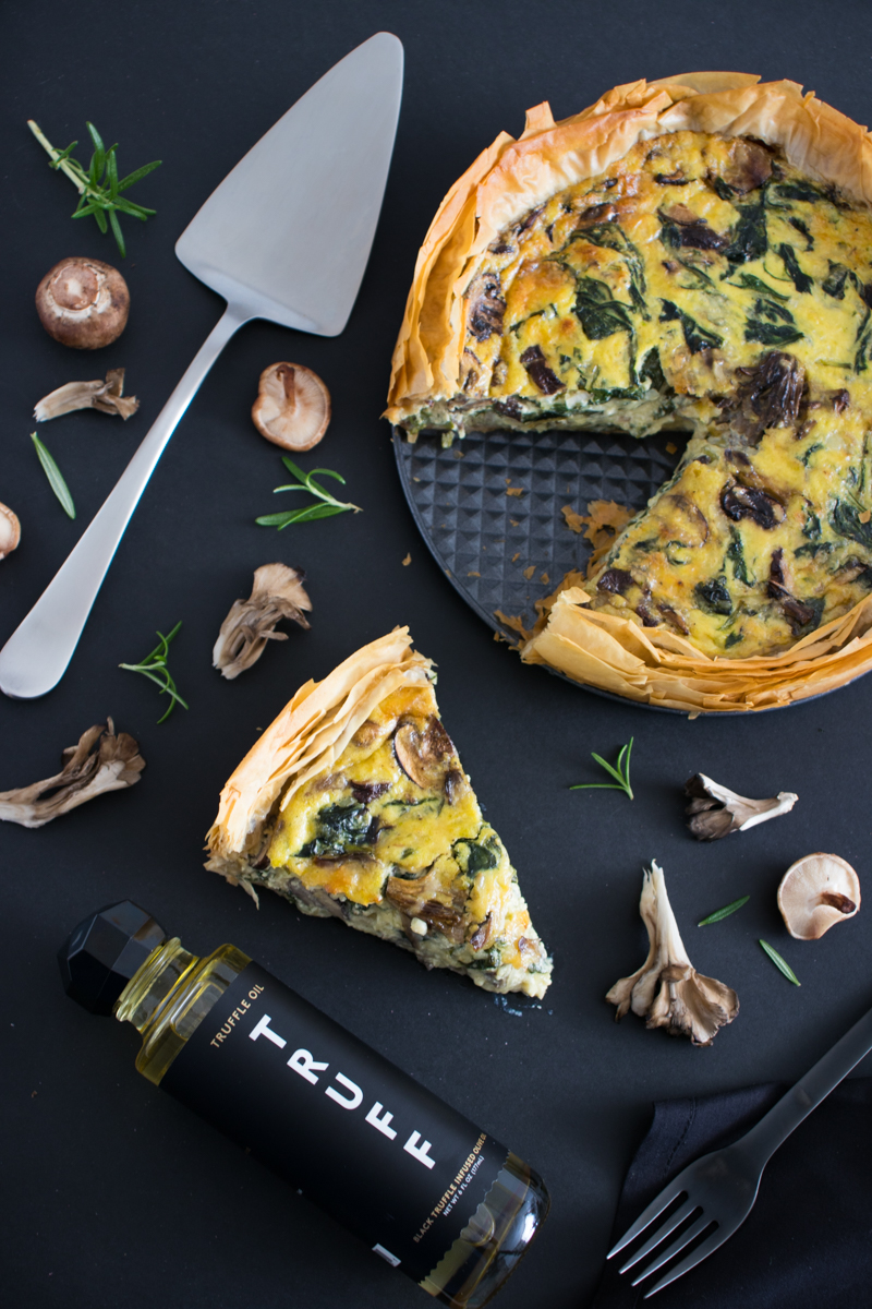 Truffle Spinach & Mushroom Phyllo Quiche | TRUFF