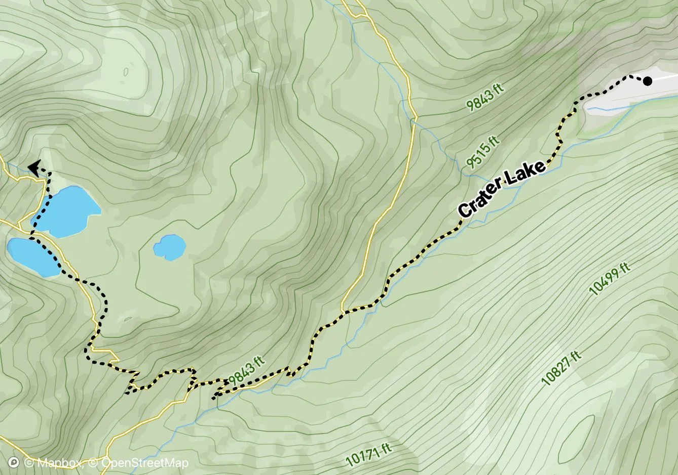 Crater Lakes Approach map