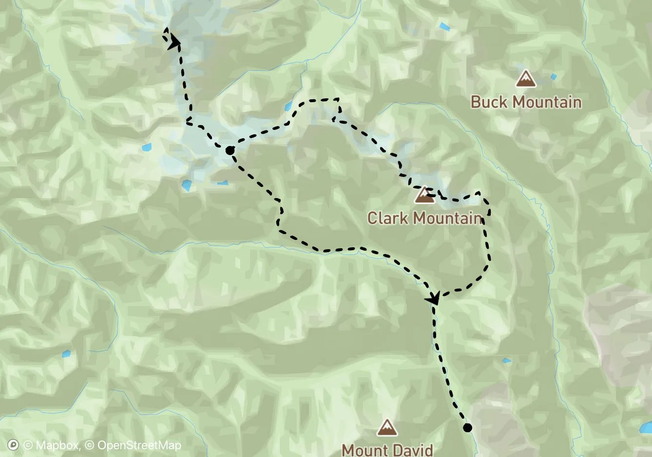 The Dakobed Traverse map