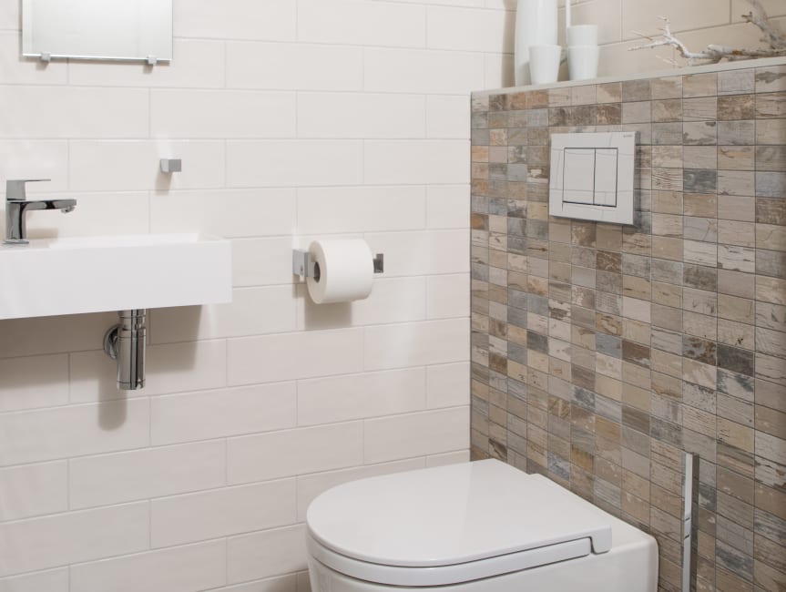 Een Toilet Met Een Warm Natuurlijke Sfeer Baderie