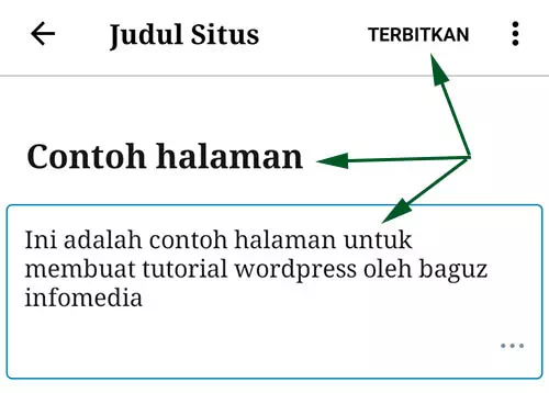 cara membuat halaman baru pada situs wordpress lewat hp