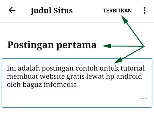 menambah postingan pada situs wordpress gratis yang baru dibuat lewat hp