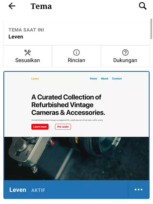 mengganti tema wordpress di aplikasi android