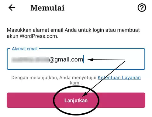 wordpress website gratis lewat hp tahap 1