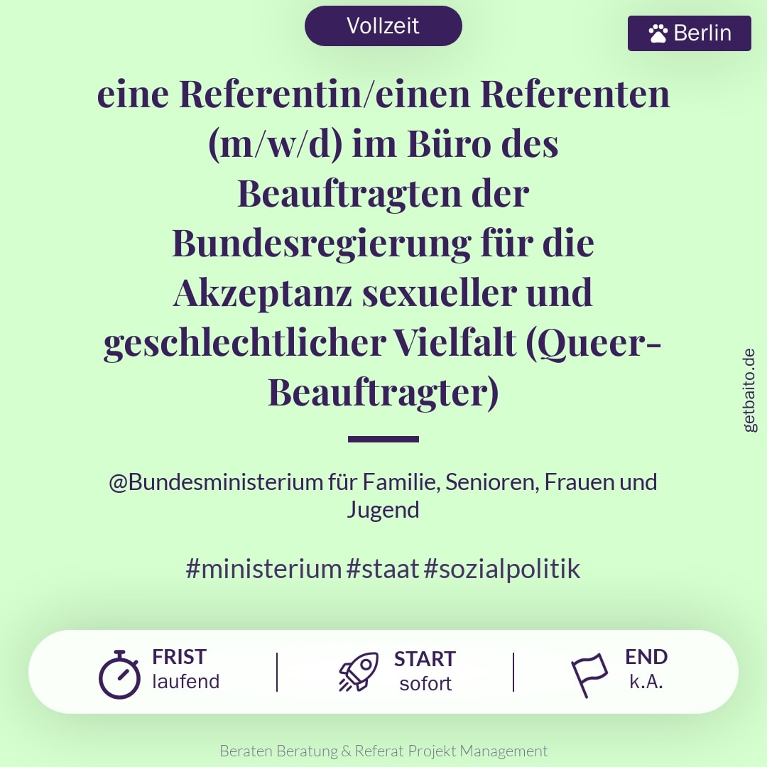 eine Referentin/einen Referenten (m/w/d) im Büro des Beauftragten der
