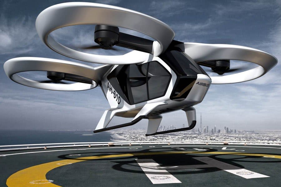 Der CityAirbus Der CityAirbus, ein batteriebetriebenes Elektroluftfahrzeug für den Passagiertransport der Zukunft. (© Messe Berlin/Airbus)